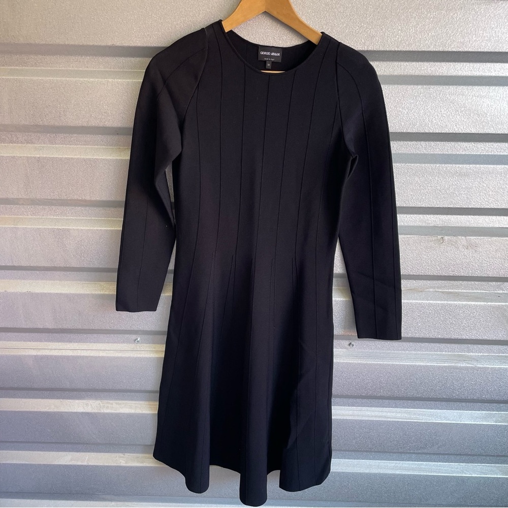 Giorgio Armani Textured fit and flare long sleeve dress